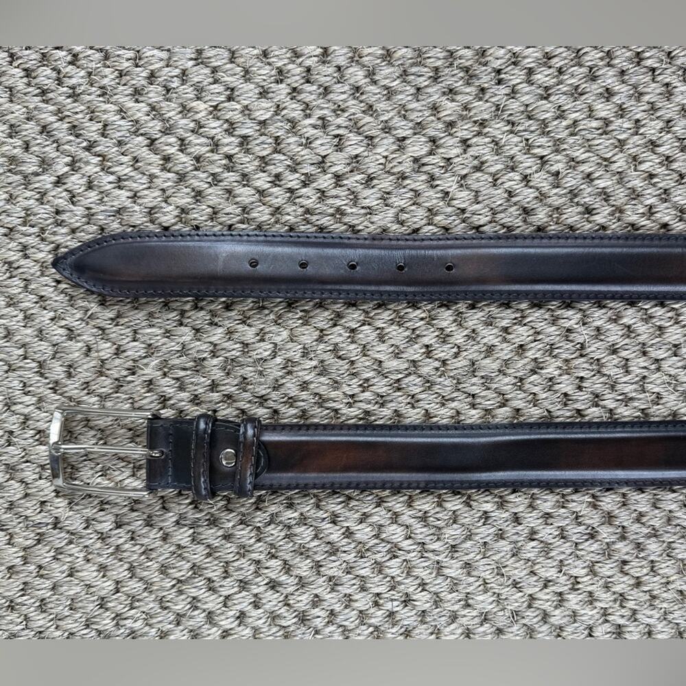 BONTONI GRAY CHOCOLATE 100% CALF BELT ITALIAN LEATHER